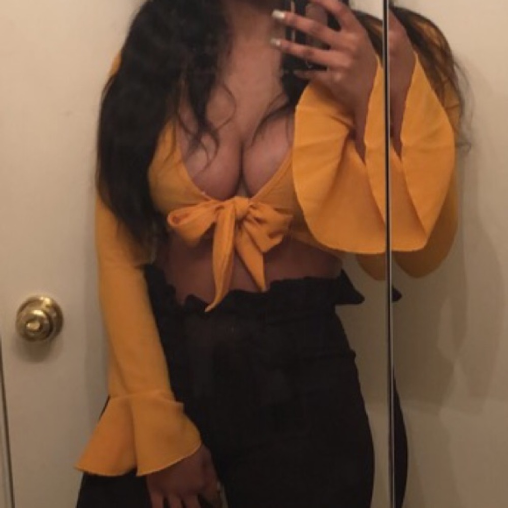 Mustard knot tie shirt !SOLD!